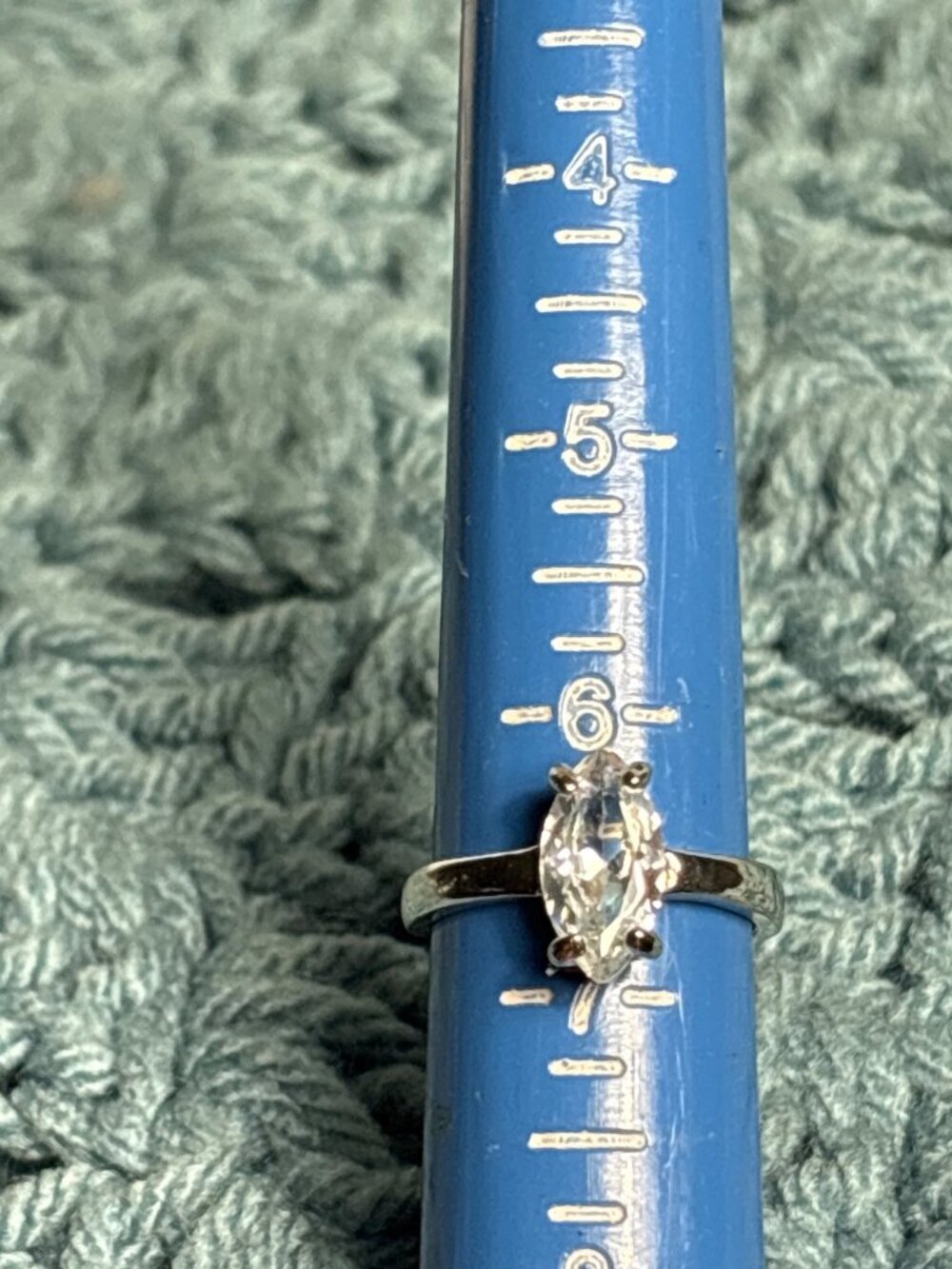 Clear Rhinestone Silvertone Ring Size 6.5 - Picture 2 of 4